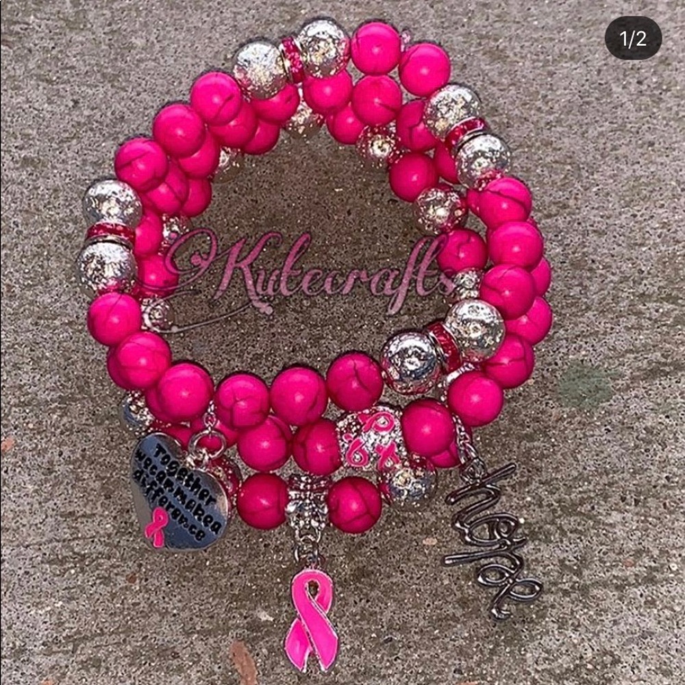 HOT PINK BREAST CANCER BRACELET